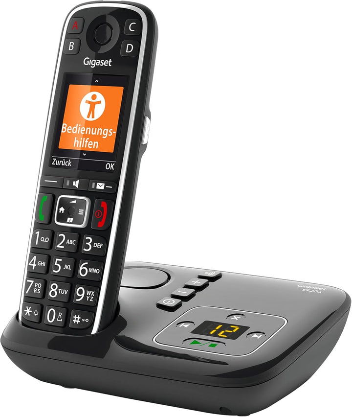 Gigaset E720A - Schnurloses Premium Senioren DECT-Telefon mit Anrufbeantworter - sprechende Wähltast