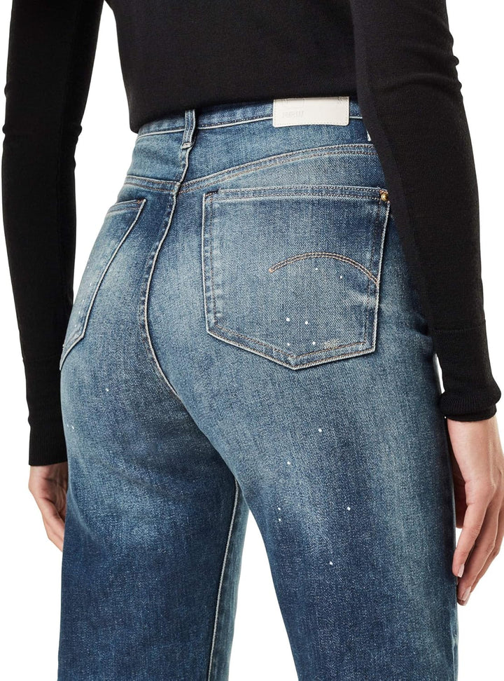 G-STAR RAW Damen Tedie Ultra High Waist Straight Jeans 24W / 32L Blau (Antic Faded Arsenic Blue Rest
