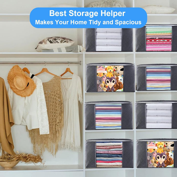 Withosent 6 Stück 90L Grosse Aufbewahrungstasche Schrank Organizer Set, Faltbare Kleideraufbewahrung