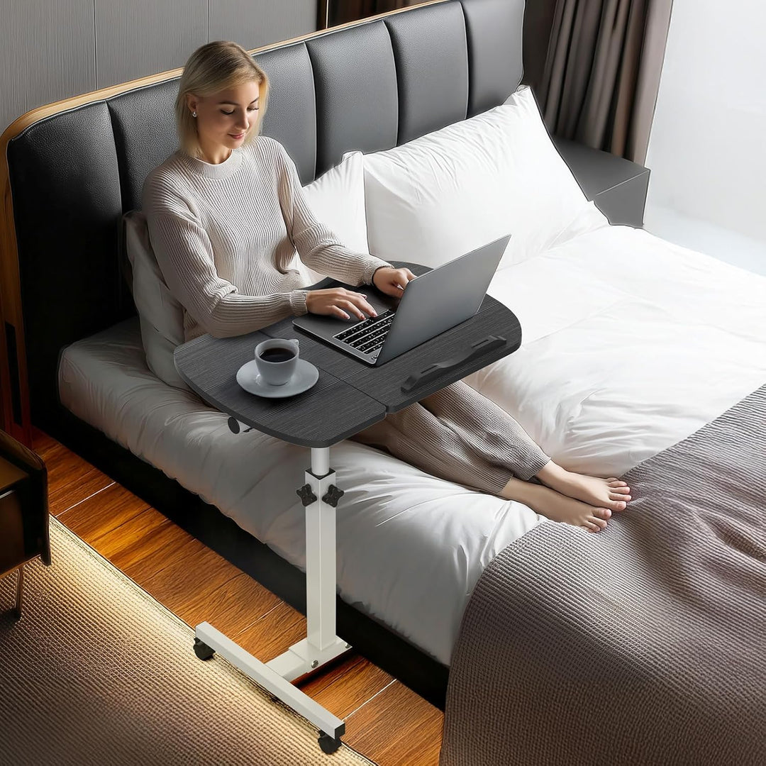 Soontrans Betttisch auf Rollen, 60×40cm, Laptoptisch Höhenverstellbar, Beistelltisch Bett mit Mehrer