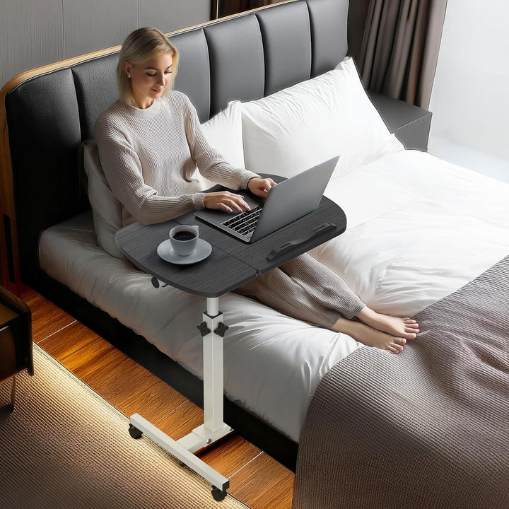 Soontrans Betttisch auf Rollen, 60×40cm, Laptoptisch Höhenverstellbar, Beistelltisch Bett mit Mehrer