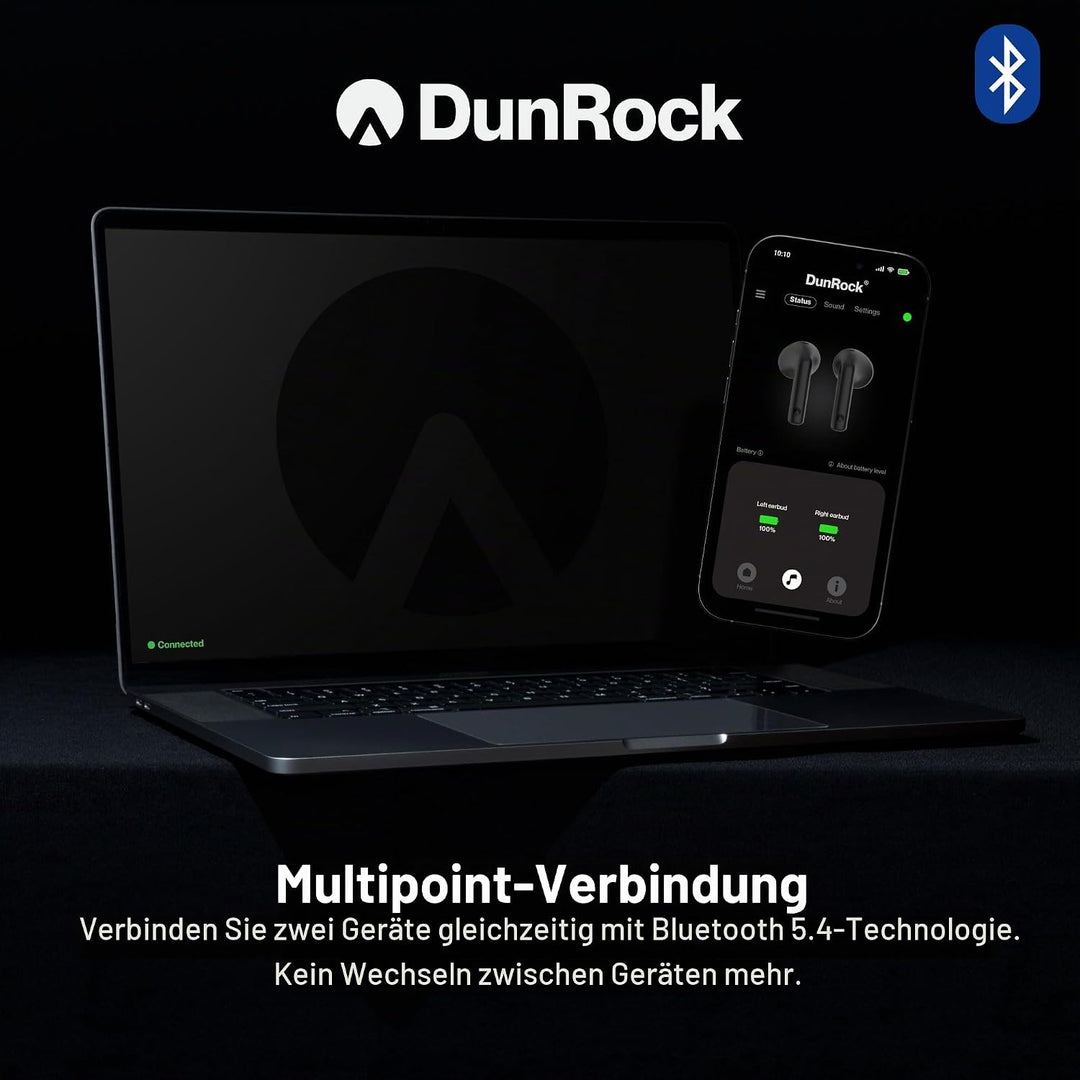 Semi In-Ear Kopfhörer Bluetooth 5.4 – Kabellose Ohrhörer mit Hybrid-ANC, Multipoint, App-Steuerung,