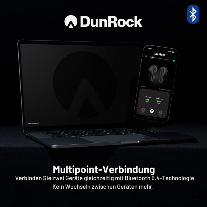 Semi In-Ear Kopfhörer Bluetooth 5.4 – Kabellose Ohrhörer mit Hybrid-ANC, Multipoint, App-Steuerung,