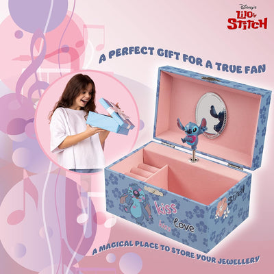 Disney Stitch Schmuckkästchen Mädchen Spieluhr Musikalische Schmuckschatulle für Kinder und Damen