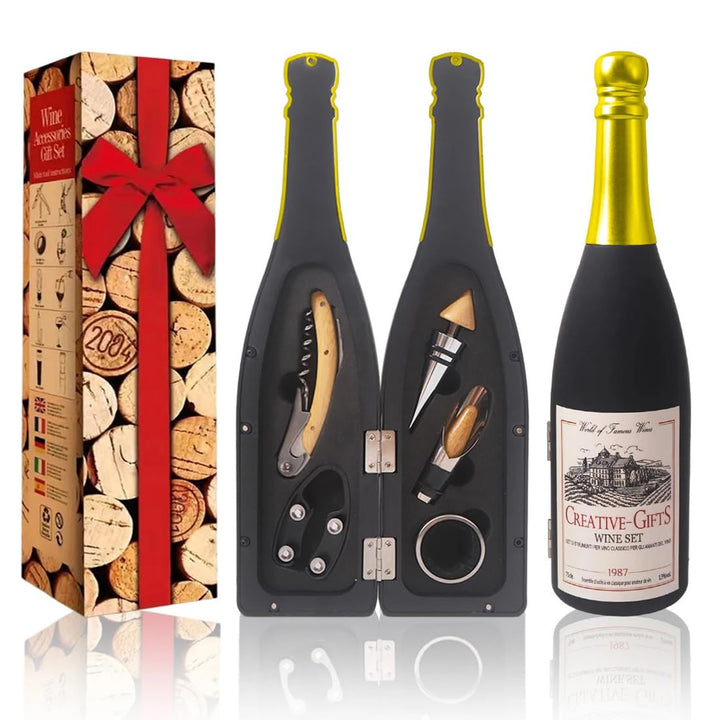 ZBPASL Weinflasche Geformt Korkenzieher Set,Weinöffner,Wein Sommelier Sets mit Flaschenöffner,Weinve