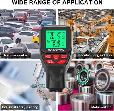 Shkalacar Schichtdickenmessgerät Handheld 0-2000μm, Dickenmessgerät mit LCD-Anzeige,Einheitenumrechn