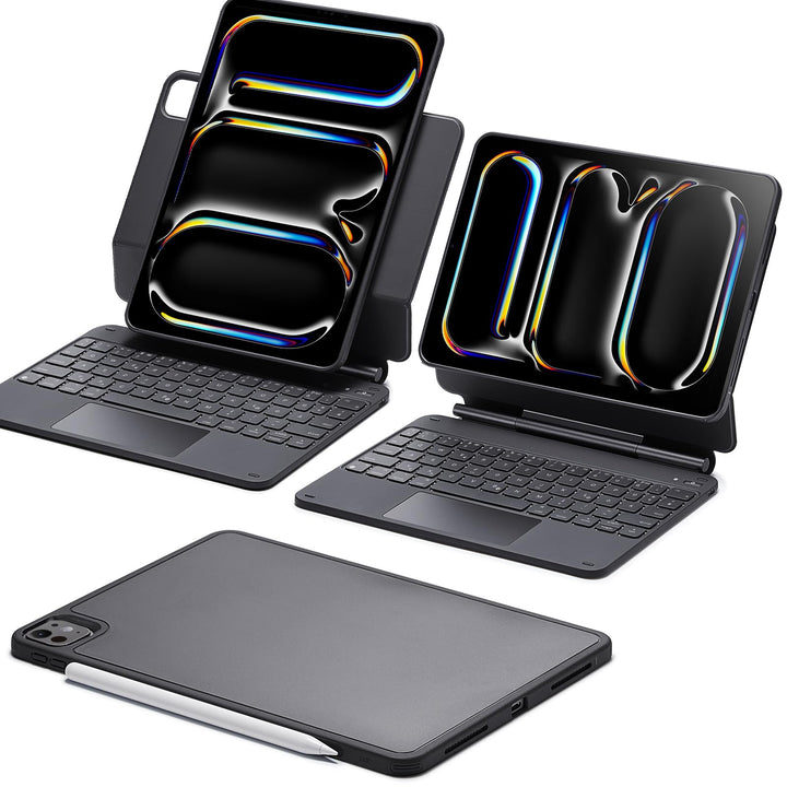 ESR iPad Pro 11 Zoll (M4 2024) Hülle mit Tastatur, Tastaturhülle mit einzustellendem Magnetständer,