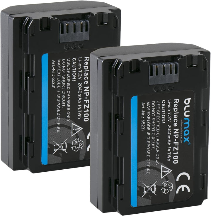 2X Blumax Akku ersetzt Sony NP-FZ100-2040mAh - für Sony Alpha Sony FX30-7 IV 7c 7RIV 7RV 7RIII ZV-E1