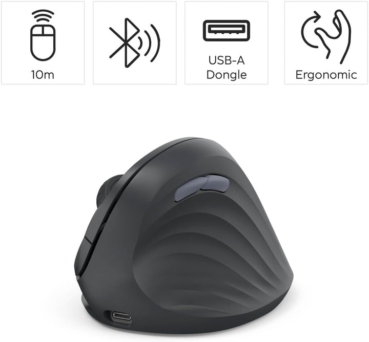 Hama vertikale Maus, Bluetooth/Funk (Multi Device, optische Maus ohne Klickgeräusch, 8 Tasten, ergon