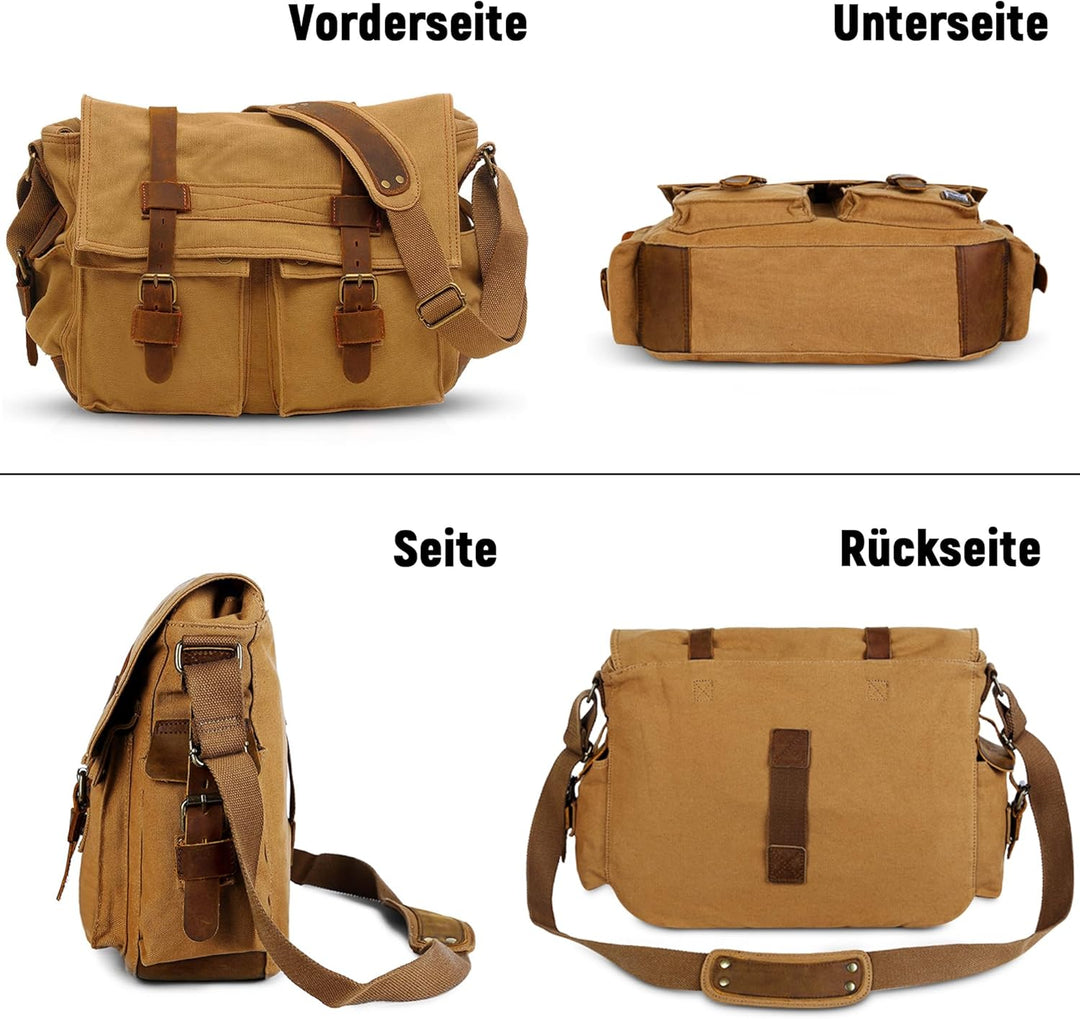 VARLIVOO Umhängetasche für Herren Schultertaschen 14" Zoll Laptoptaschen Messenger Bags Kuriertasche