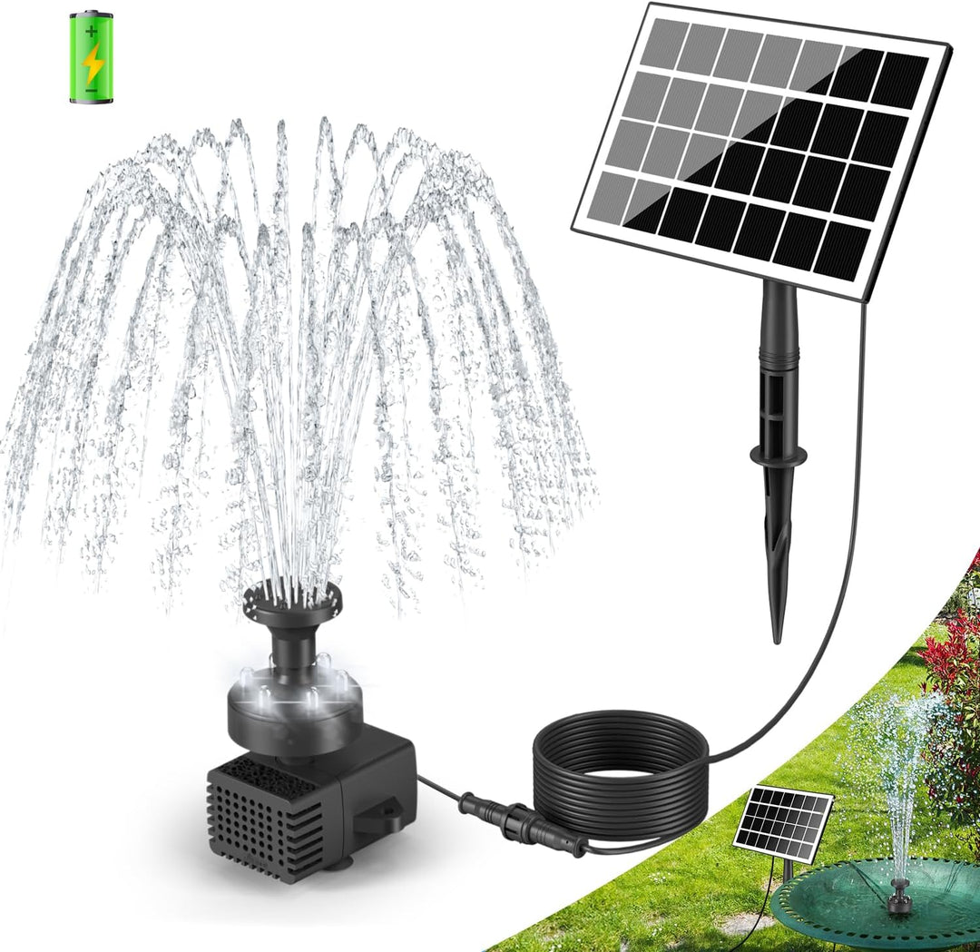 SZMP Solar Springbrunnen für aussen 2023 Upgraded,3.5W Solar Teichpumpe mit 8 DIY Effekte,16.4ft Net