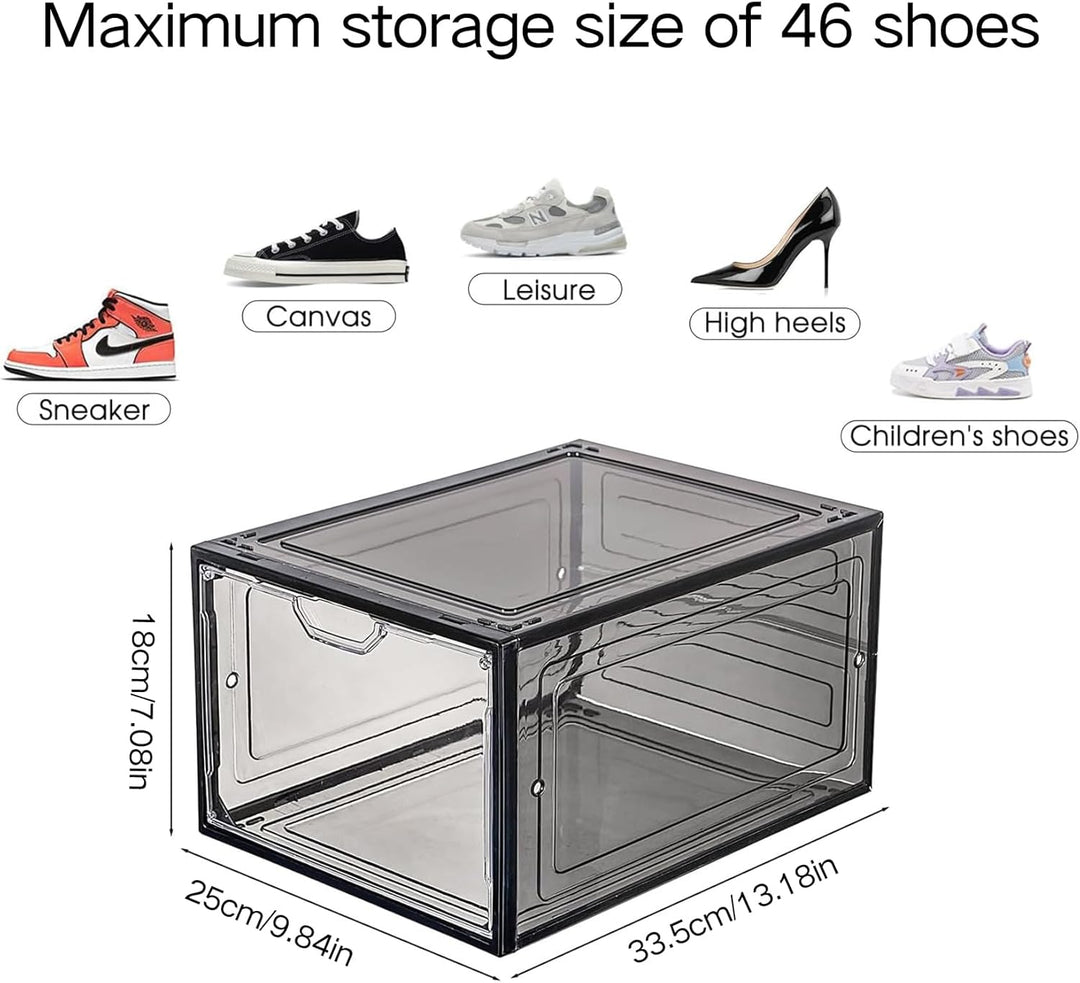 Schuhboxen Organizer-Transparent Schuhaufbewahrung für Sneakers und Turnschuhe,Schuhboxen Stapelbar,