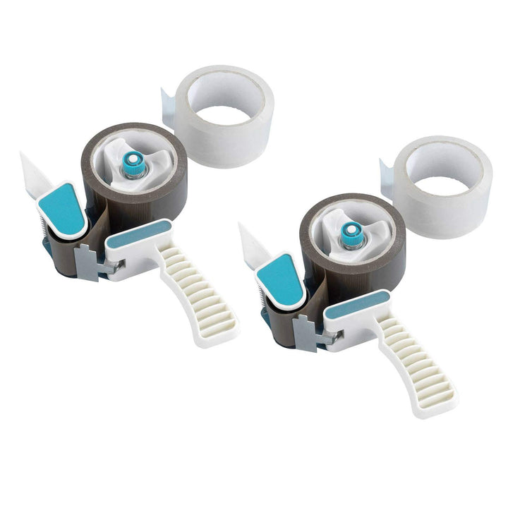 2 Stück Abroller Inkl. 4 Rollen Klebeband Handabroller Profi Klebebandabroller Paketbandabroller für