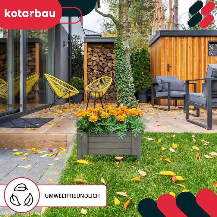 KOTARBAU® Blumenkasten - 50 x 50 x 30 cm - Pflanzkasten mit Vlies - Pflanzkübel gross aussen - Balko