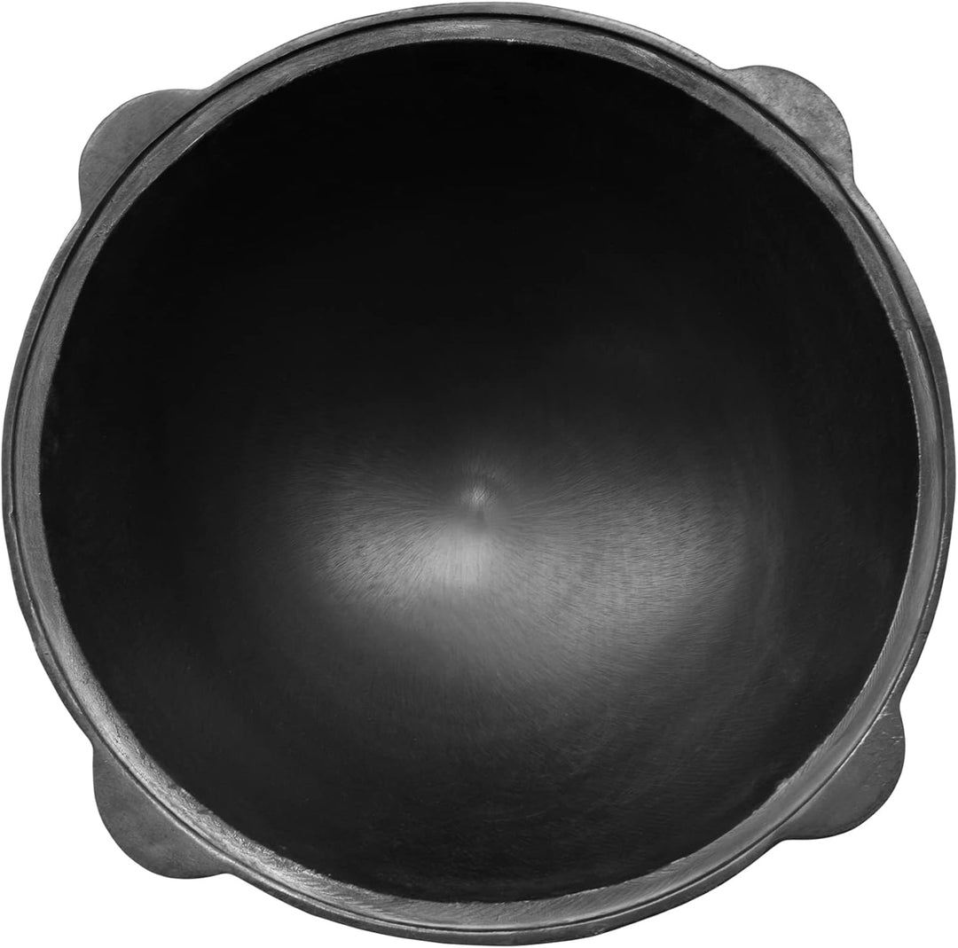 4BIG.fun Kazan aus Gusseisen 10 L mit Aluminium Deckel flacher Boden Usbek Schwenktopf NAMANGAN Kasa