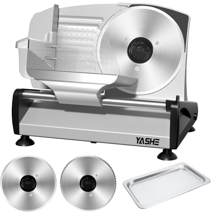 YASHE Elektrische Allesschneider Mit Leisem DC-Motor, 200W Brotschneidemaschine, Duale 19CM Edelstah