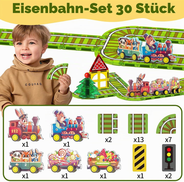 Oriate Rolling Auto Spielzeug Set Magnetische Bausteine, Magnetbausteine Toy für Magnete Kinder, Mag