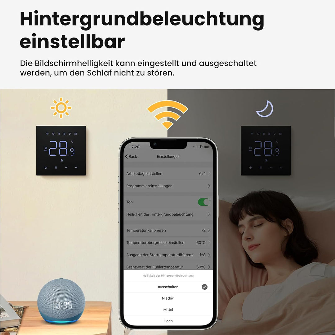 MIUCDA Smart Elektrischer Fussbodenheizungsthermostat WLAN Digital Raumthermostat Kompatibel mit Ale