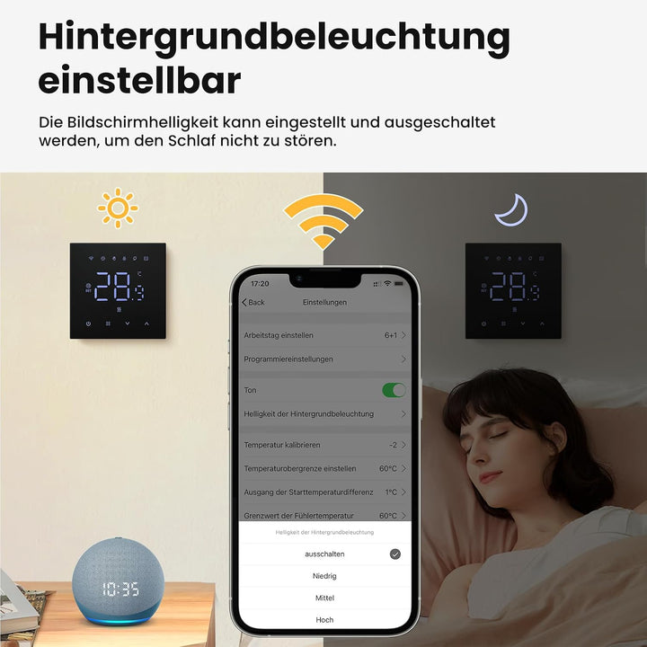 MIUCDA Smart Elektrischer Fussbodenheizungsthermostat WLAN Digital Raumthermostat Kompatibel mit Ale