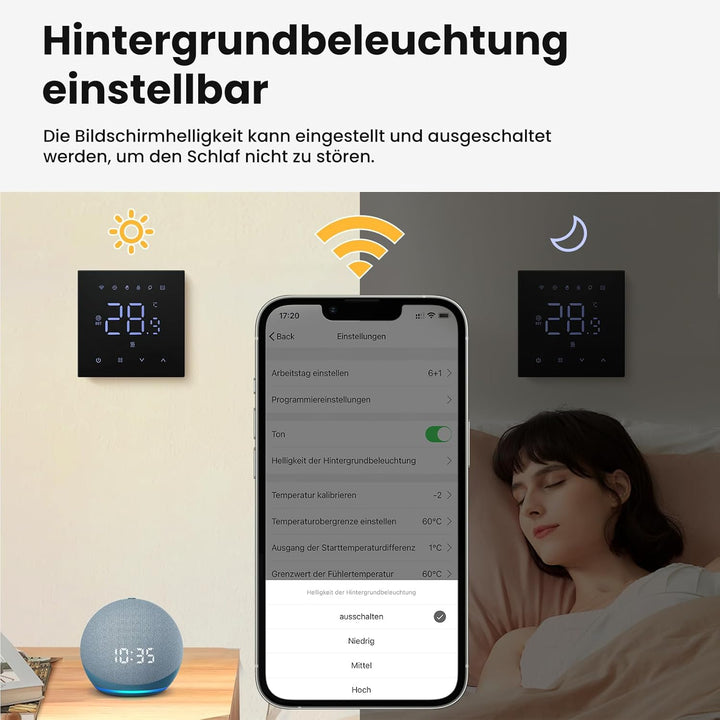 MIUCDA Smart Elektrischer Fussbodenheizungsthermostat WLAN Digital Raumthermostat Kompatibel mit Ale