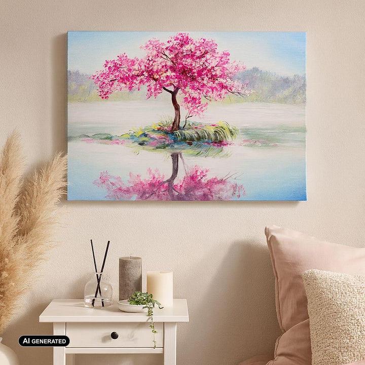 Bilder auf Leinwand 100x70cm Leinwandbild mit Rahmen Baum Abstraktion Gross Wanddeko Bild Schlafzimm