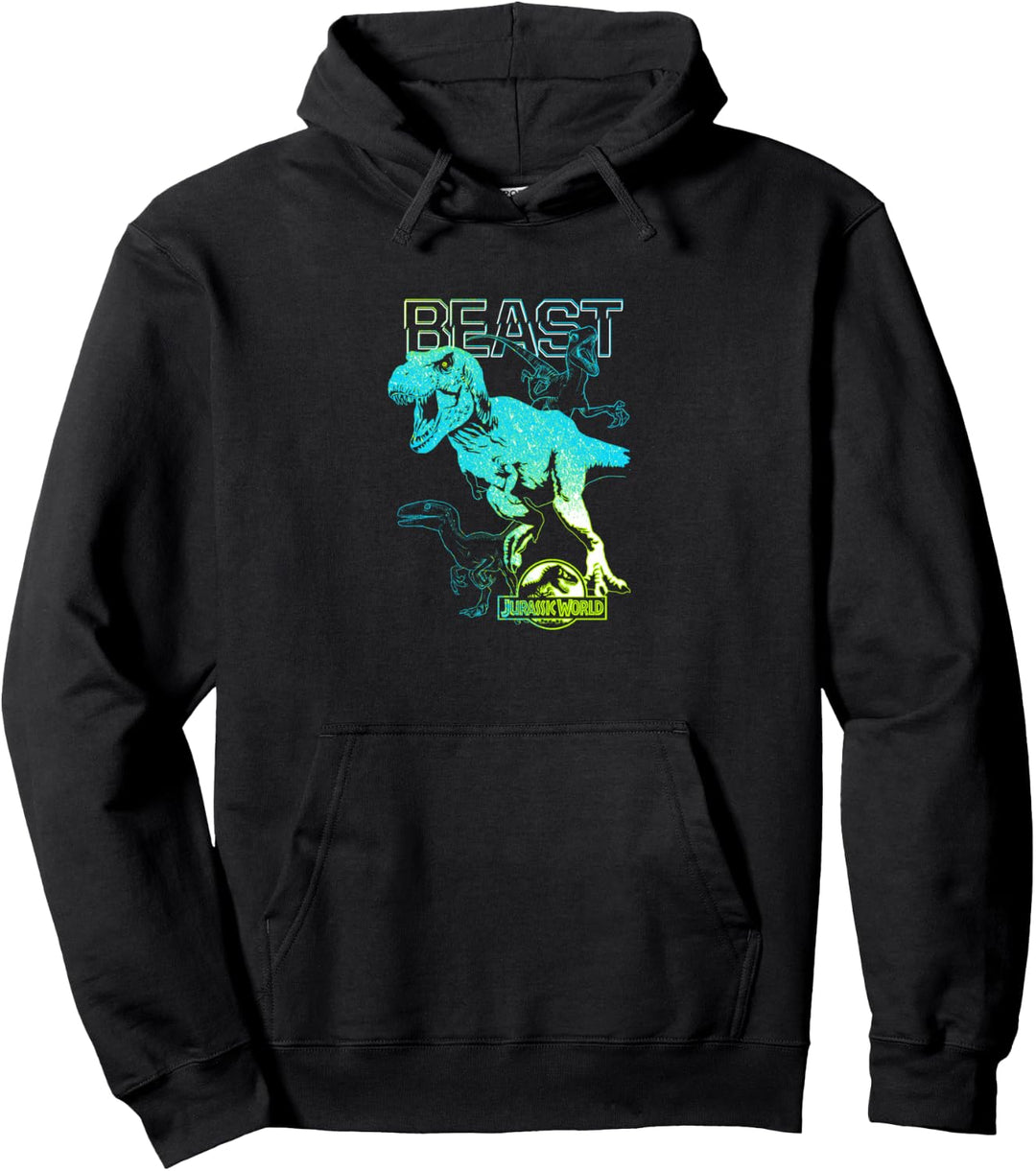 Jurassic World T-Rex &amp; Velociraptors Neon Beasts Pullover Hoodie