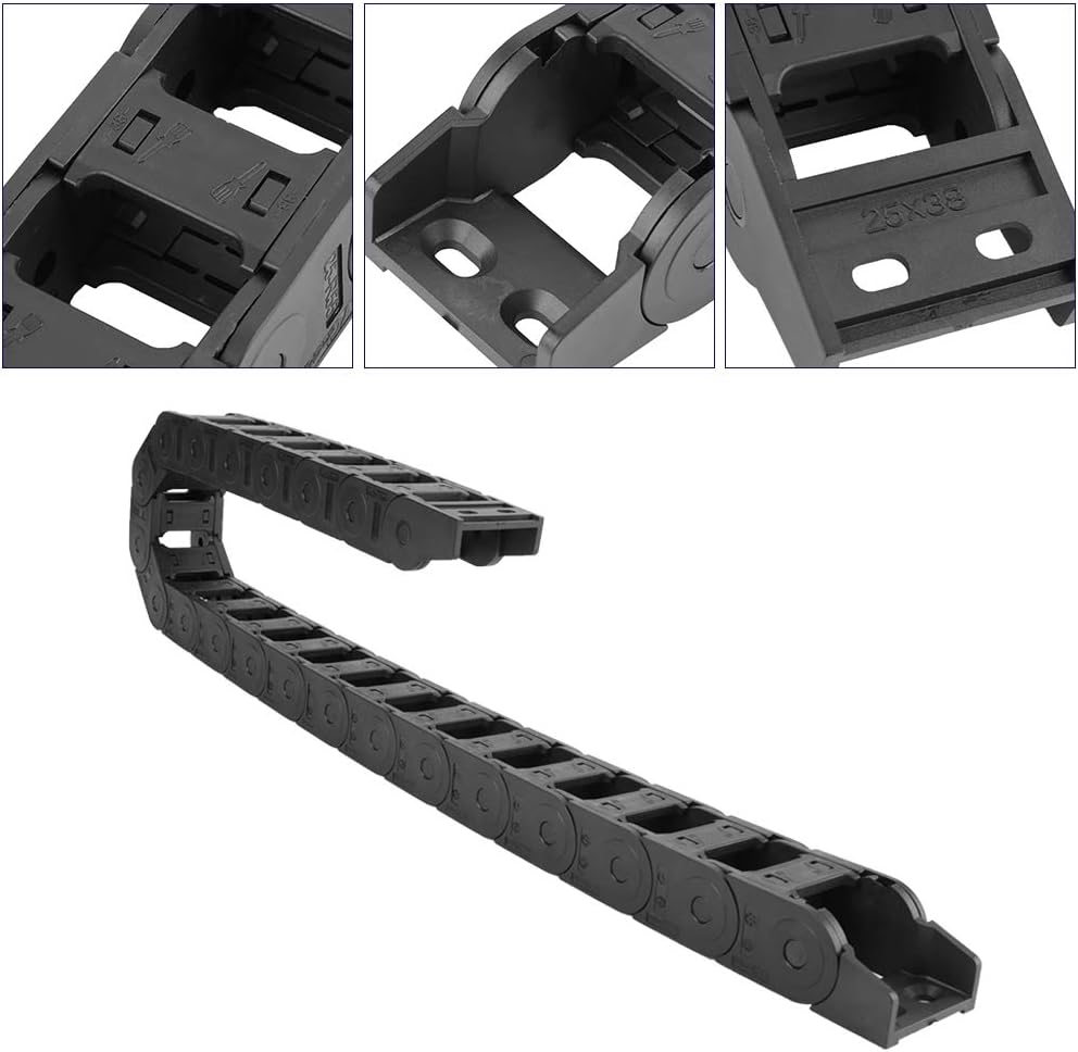 100 cm 25 x 38 mm langes schwarzes Nylon offen beidseitig Kabelträger Schleppkette CNC-Gravierwerkze