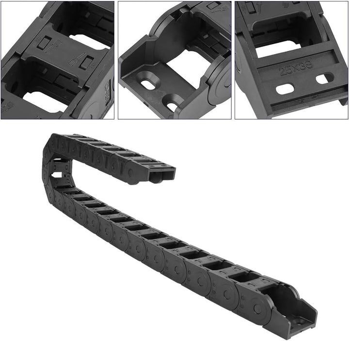 100 cm 25 x 38 mm langes schwarzes Nylon offen beidseitig Kabelträger Schleppkette CNC-Gravierwerkze
