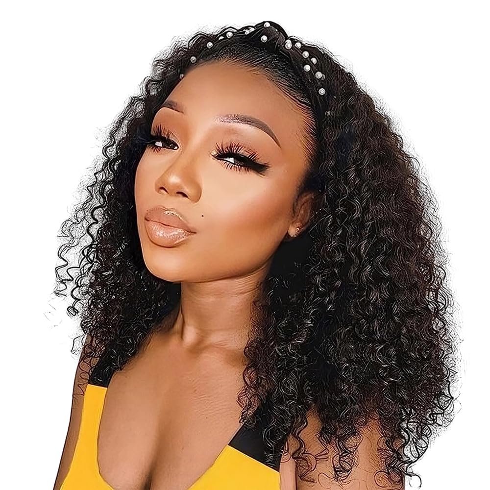 Headband Wig Deep Wave Human Hair Wigs Glueless None Lace Front Wigs For Black Women Brazilian Virgi