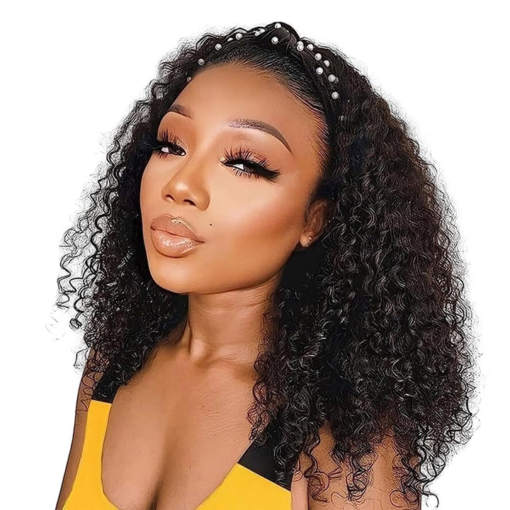 Headband Wig Deep Wave Human Hair Wigs Glueless None Lace Front Wigs For Black Women Brazilian Virgi