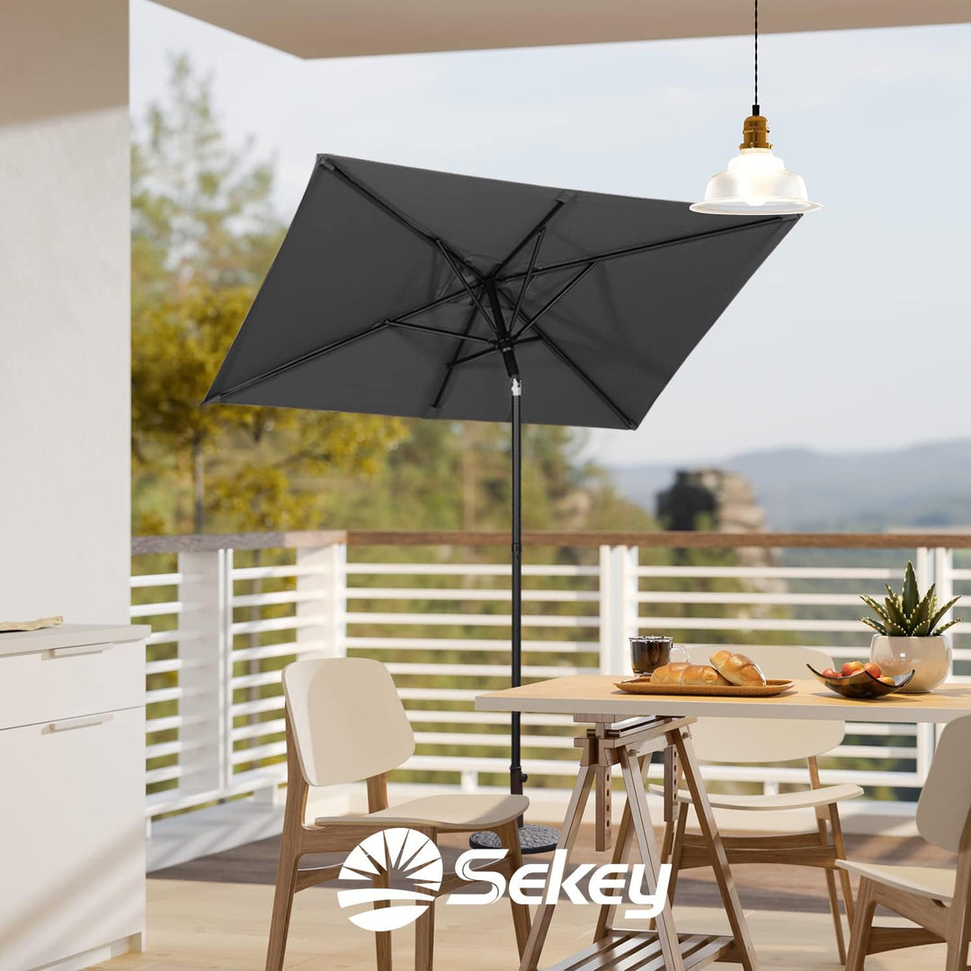 Sekey® 180×130cm Sonnenschirm für Balkon, Terrasse& Garten,Windfest Kippbar Grau UPF 50+ Rechteckig