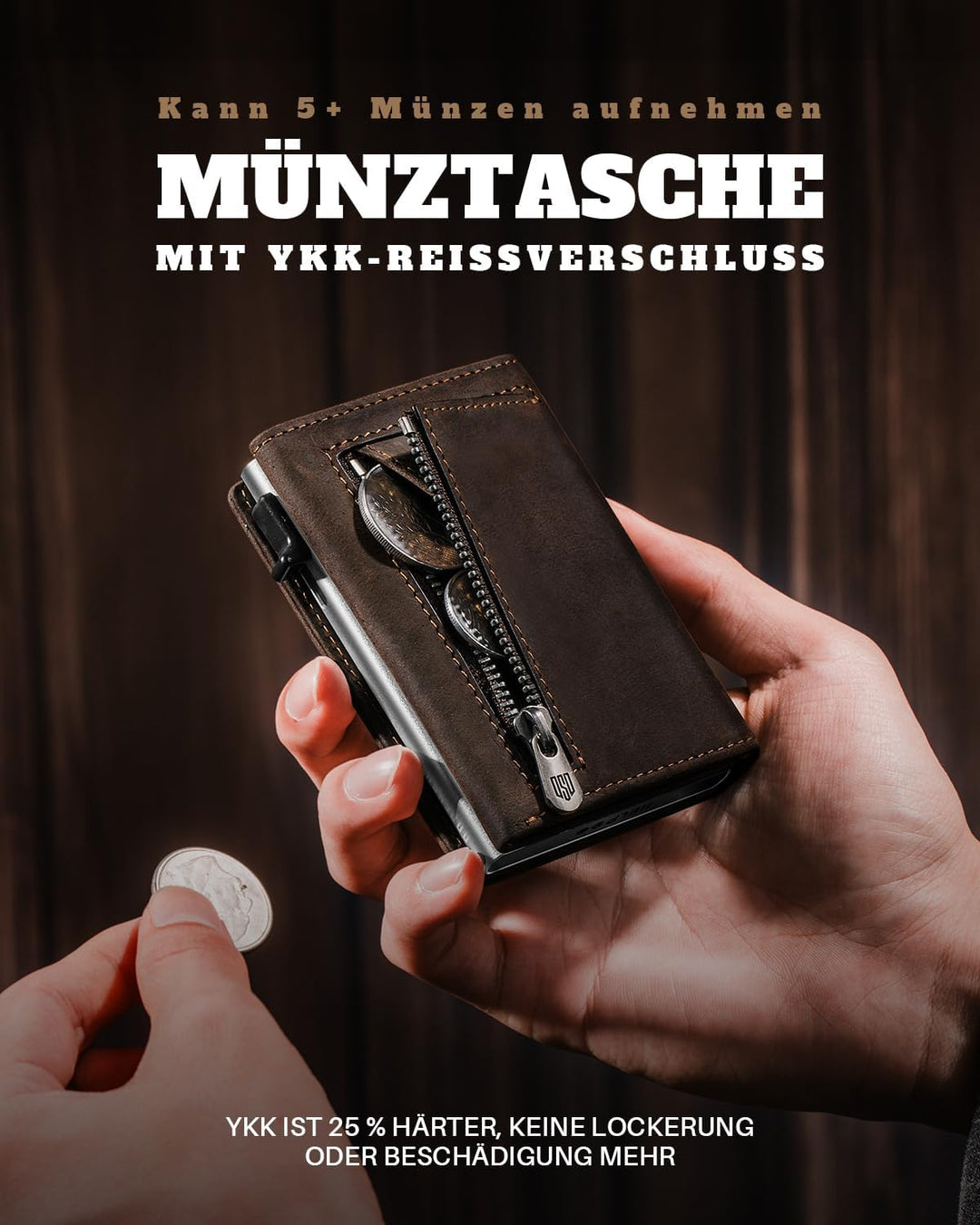 MagSnap Geldbörse Herren I Slim Wallet mit Münzfach I Wallets for Men für 10+ Karten I Magnetischer