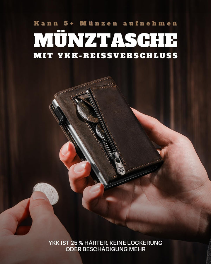 MagSnap Geldbörse Herren I Slim Wallet mit Münzfach I Wallets for Men für 10+ Karten I Magnetischer