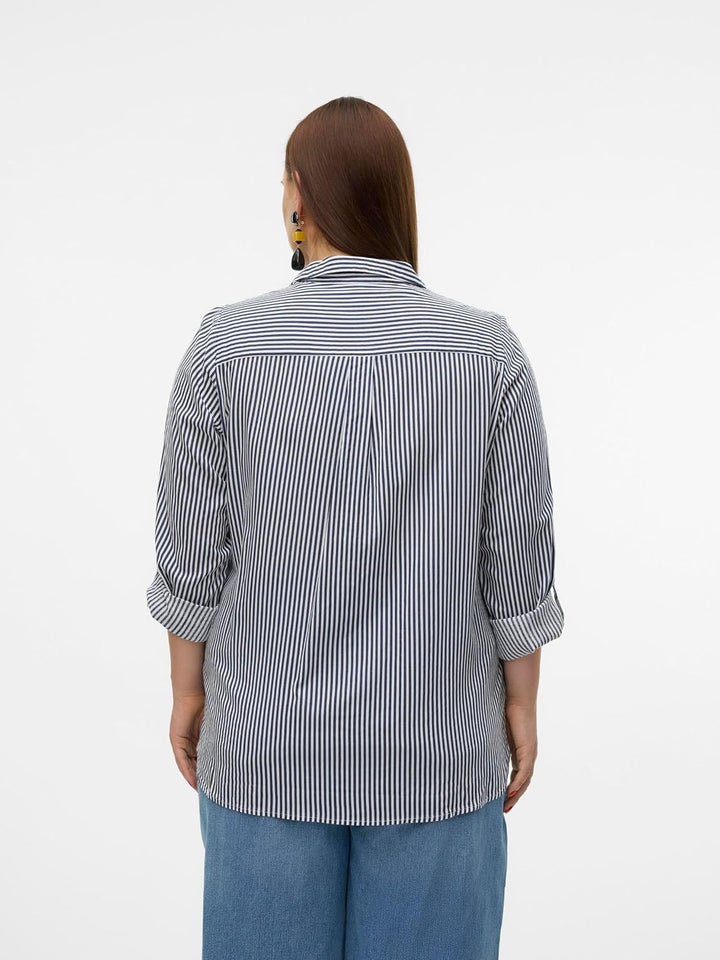 VERO MODA Female Hemd VMCBUMPY Hemd | Shirt 50 Grosse Grössen Snow White/Stripes:india Ink, 50 Gross