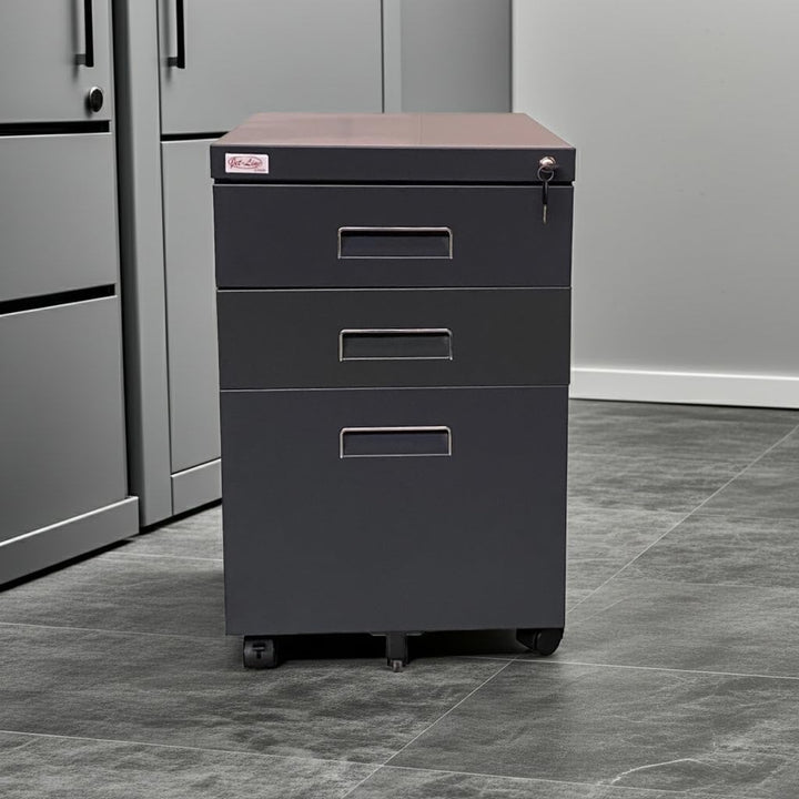 Jet-Line®| Büro Rollcontainer Metall | 3-Schubladen Hängeregister |abschliessbar | Aktenschrank | Bü