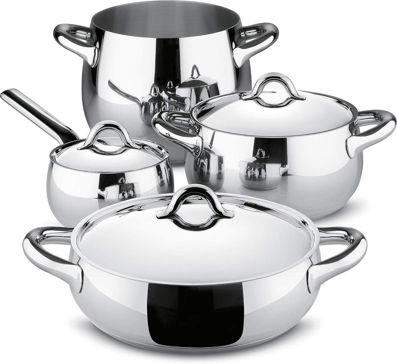 Alessi Mami Set Töpfe, Edelstahl, Silber, 24 cm