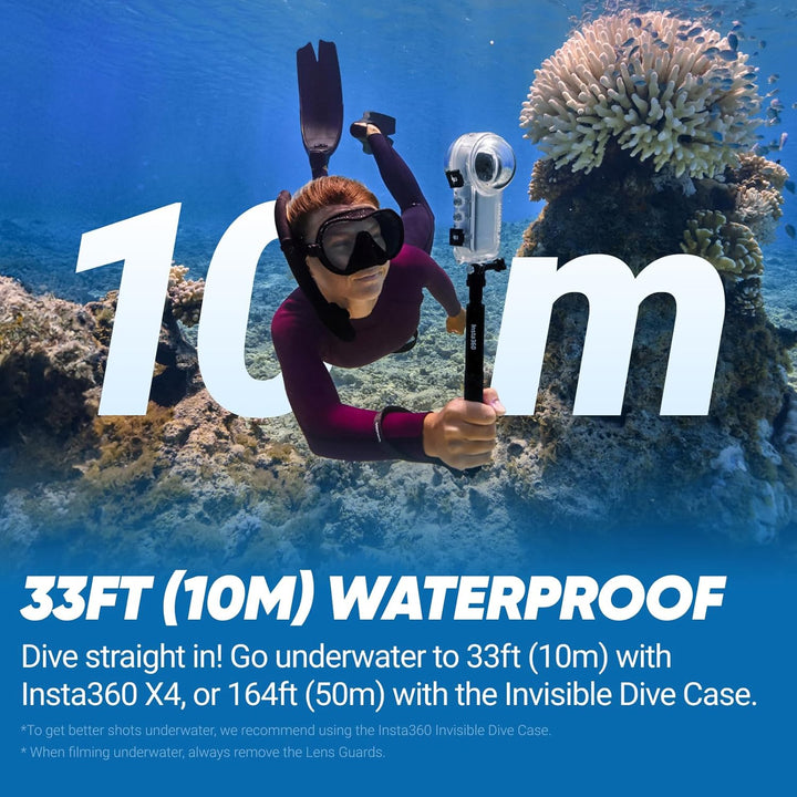 Insta360 X4 Unsichtbares Tauch-Bundle – wasserdichte 8K 360°-Action-Cam, 4K Weitwinkelvideos, Unsich
