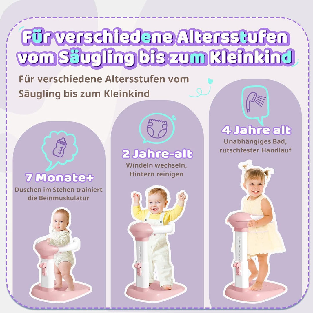 COOSEYA Baby Badewanne Stand – Einstellbarer Baby-Duschständer mit AntiRutsch-Basis, Hug Badeturm fü