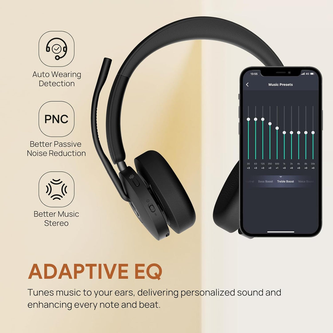 Yealink BH74 mit Ladestation ANC Kabelloses Bluetooth Headset mit Mikrofon, 6X Hybride Geräuschunter