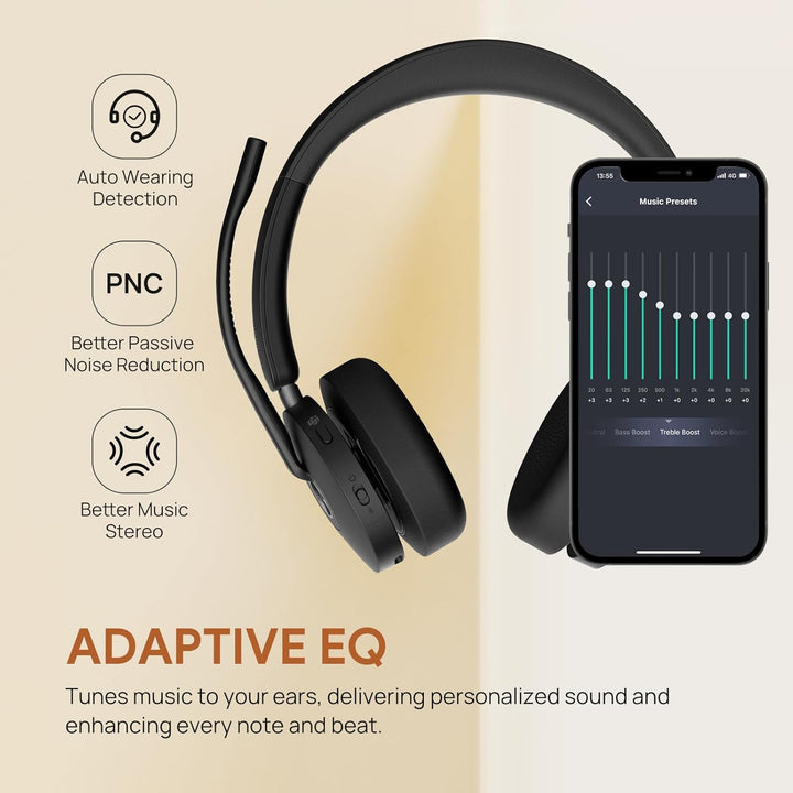 Yealink BH74 mit Ladestation ANC Kabelloses Bluetooth Headset mit Mikrofon, 6X Hybride Geräuschunter