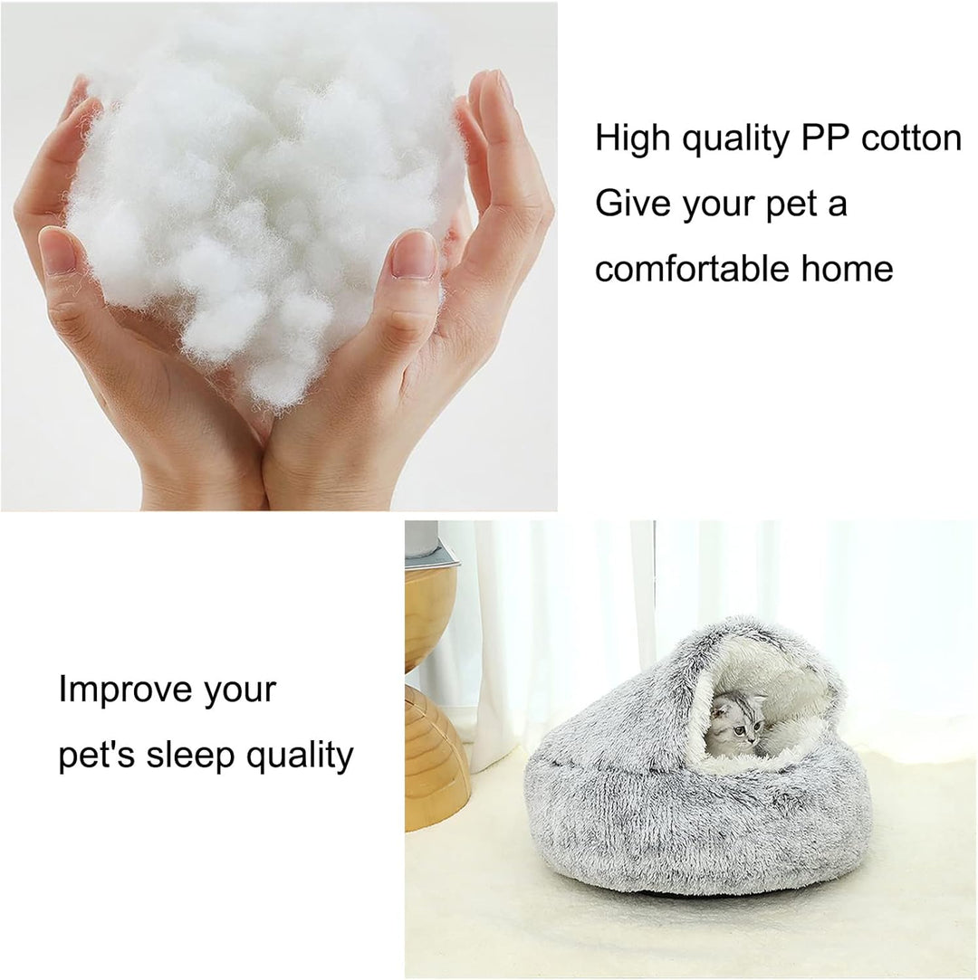 YUDANSI Katzenbett, 40cm Überdachtes Hundebett Katzenhöhlenbett Donut für Kätzchen welpen, Plüsch Ku