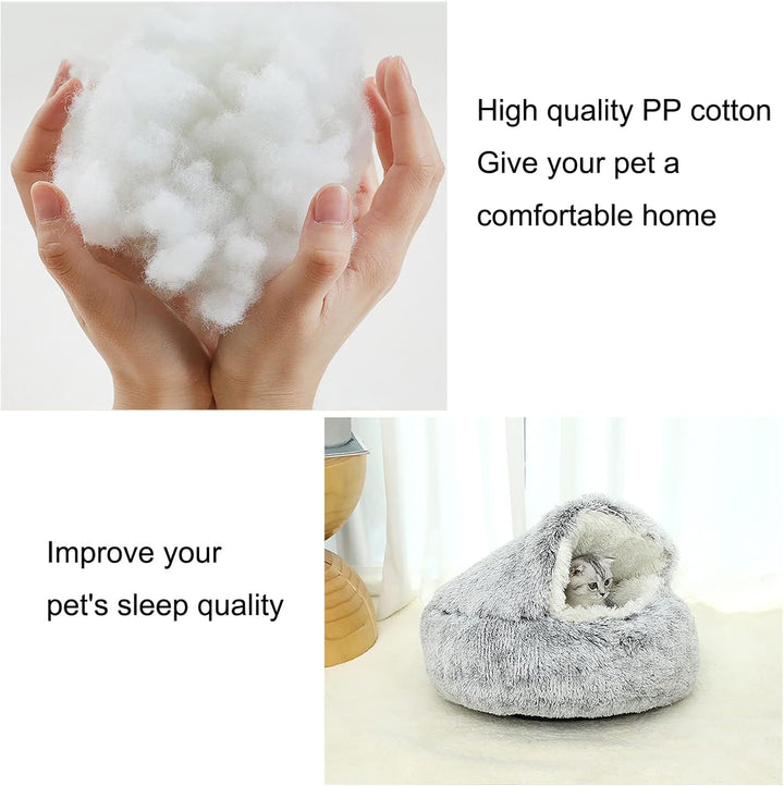 YUDANSI Katzenbett, 40cm Überdachtes Hundebett Katzenhöhlenbett Donut für Kätzchen welpen, Plüsch Ku