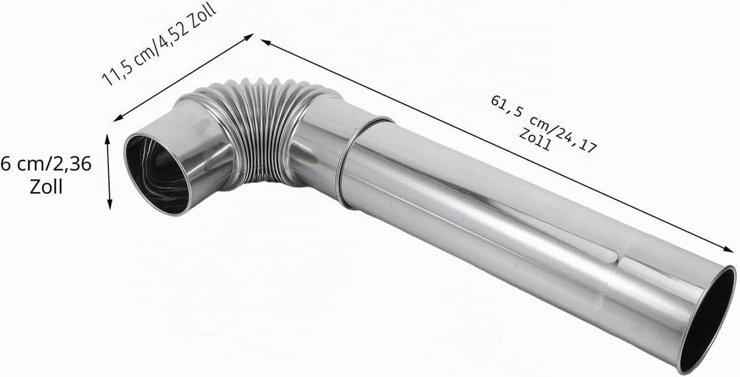 Zerodeko Edelstahl Schornstein Abgasrohr Satz 60mm Ø Verlängerung Kaminrohr mit 90° winkel für Zelto