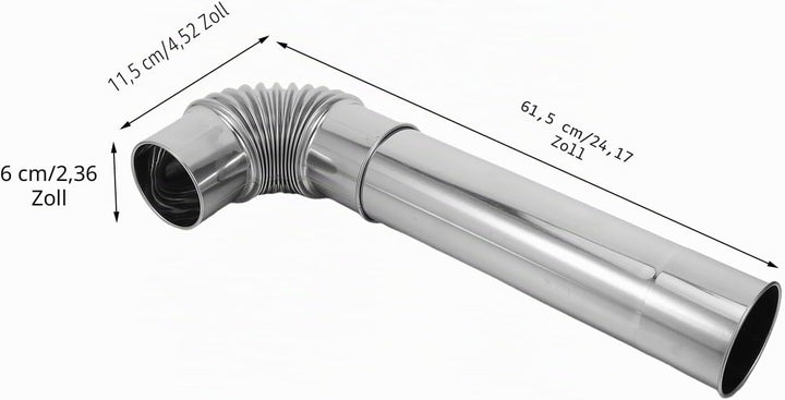 Zerodeko Edelstahl Schornstein Abgasrohr Satz 60mm Ø Verlängerung Kaminrohr mit 90° winkel für Zelto