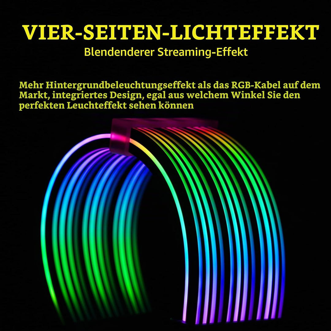 Sirlyr 24 Pin RGB Kabel,RGB PSU Kabel Verlängerungen - 5V 3Pin Addressable ARGB Motherboard Netzteil