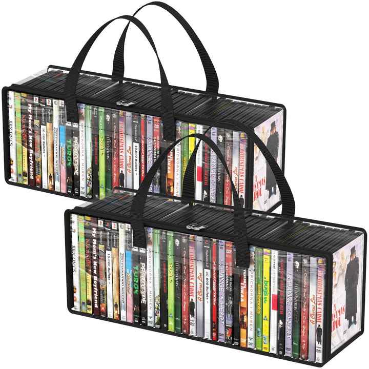 Lifewit DVD Aufbewahrungstaschen 2er, Durchsichtige PVC DVD Hüllenhalter mit Griffen, Frontfenster m