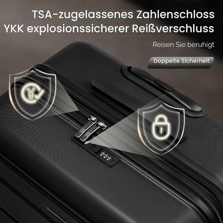 SHOWKOO Kofferset 3 Teilig Hartschale Leicht ABS+PC Erweiterbar Reisekoffer Haltbar Trolley Handgepä
