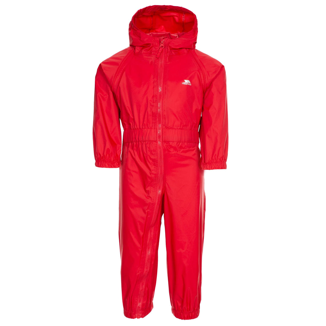 Trespass Unisex Kinder Knopf Wasserdichter Regenanzug mit Kapuze 18-24 Monate Rot, 18-24 Monate Rot