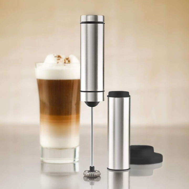 AdHoc MS10 Batteriebetriebener Milch- und Saucenschäumer RAPIDO mit Ständer, Edelstahl/Kunststoff Si