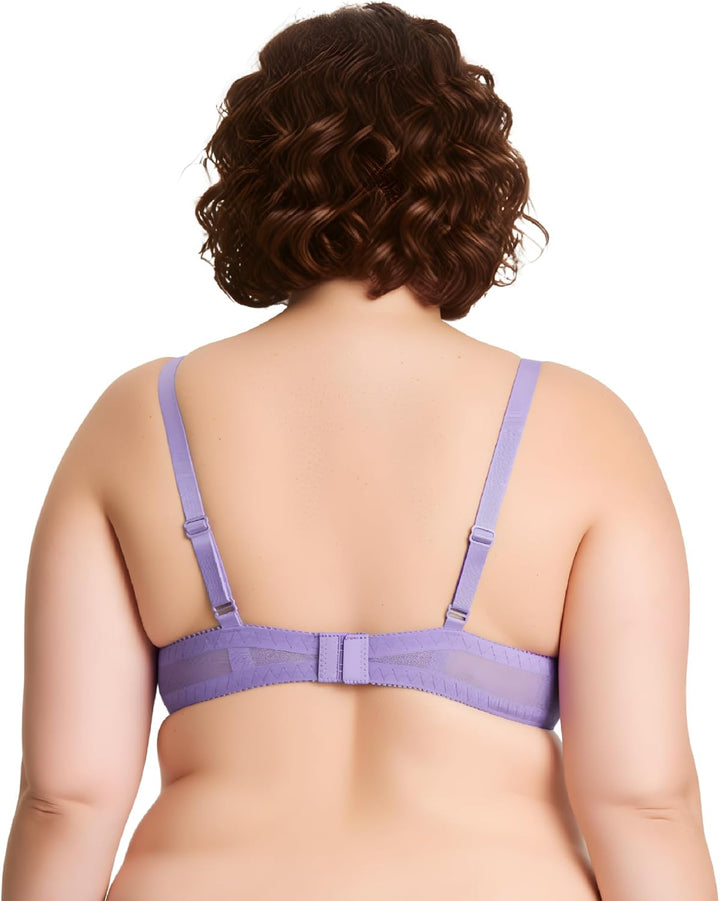 Curve Muse Damen Leicht gepolstert in Übergrösse Vollständige Abdeckung Bügel Spitzen-BH-2PK 70F Lav
